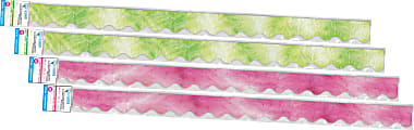 Barker Creek Double-Sided Scalloped-Edge Border Strips, 2-1/4" x 36", Pink/Lime Tie-Dye And Ombré, Pack Of 52 Strips