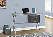Monarch Specialties Glass Computer Desk With 2 Drawers, Gray/Chrome 1 thumbnail image