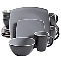 Gibson Home Soho Lounge 16-Piece Soft Square Stoneware Dinnerware Set, Matte Gray 1 thumbnail image