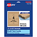 Avery® Printable Tent Cards With Sure Feed® Technology, 2" x 3-1/2" Rectangle, Kraft Brown, Pack Of 200 1 thumbnail image