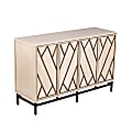 SEI Furniture Bremling Art Deco Storage Buffet Cabinet, 30”H x 47”W x 15”D, Antique Cream/Black