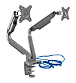 Mount-It! MI-2762 Dual-Monitor Arm Mount With USB Port, 16"H x 10"W x 6.6"D, Silver 1 thumbnail image