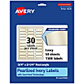Avery® Pearlized Permanent Labels With Sure Feed®, 94216-PIP50, Rectangle, 3/4" x 2-1/4", Ivory, Pack Of 1,500 Labels 1 thumbnail image