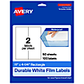 Avery® Waterproof Permanent Labels, 94266-WMF50, Rectangle, 11" x 4-1/4", White, Pack Of 100 1 thumbnail image