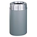 Rubbermaid® Commercial Crowne Collection™ Round Aluminum/Steel Open-Top Receptacle, 30 Gallons, Gray/Silver