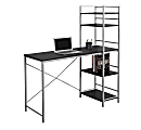Monarch Specialties 48"W Metal Computer Desk With Bookcase, Cappuccino/Silver 1 thumbnail image