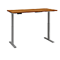 Bush Business Furniture Move 60 Series 72"W x 24"D Height Adjustable Standing Desk, Natural Cherry/Cool Gray Metallic, Premium Installation 1 thumbnail image