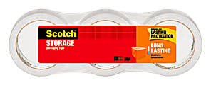 Scotch® Long-Lasting Storage Packaging Tape, 1-7/8" x 54.6 Yd., Pack Of 3 Rolls