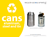 Recycle Across America Aluminum, METAL-8511, Steel And Tin Cans Standardized Recycling Labels, 8 1/2" x 11", Yellow