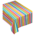 Amscan Flannel-Backed Table Cover, 52" x 90", Summer Luau Stripes