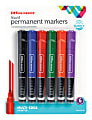 Office Depot® Brand Round Liquid Permanent Markers, Chisel Tip, Clear Barrel, Assorted Ink Colors, Pack Of 6