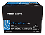 Office Depot® Inkjet Or Laser Paper, White, Letter Size Paper, 500 Sheets Per Ream, Case Of 3 Reams, 24 Lb, 98 Brightness