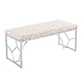 LumiSource Constellation Contemporary Fabric Bench, Gray Leopard/Silver