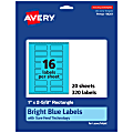 Avery® Print-To-The-Edge Labels With Sure Feed® Technology And Easy Peel®, 94201-BBP20, Rectangle, 1" x 2-5/8", Matte Bright Blue, Pack of 320 1 thumbnail image