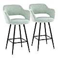 LumiSource Margarite Counter-Height Stools With Backs, Light Green/Black, Set Of 2 Stools 1 thumbnail image