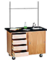 Diversified Woodcrafts Mobile Demonstration Table With Drawers, 36"H x 48"W x 28"D, Northwoods Oak/Black Top 1 thumbnail image