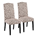 LumiSource Leopard Contemporary Dining Chairs, Beige/Black, Set Of 2 Chairs