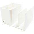 Business Source Multifunctional Pen Cup Organizer - 2 Compartment(s) - 3.80" x 6.10"x 4.70" Depth - Durable - White - ABS Plastic - 1 Each - 11881 1 thumbnail image