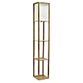 Simple Designs 3-Tier Etagere Organizer Storage Shelf Floor Lamp, 62-1/2"H, White Shade/Wood Base 1 thumbnail image