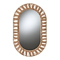 bali & pari Geona Modern Bohemian Oval Accent Wall Mirror, 34-5/8"H x 22"W x 1-5/8"D, Natural Brown