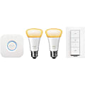 Philips hue White Ambiance A19 Starter Kit, With 2 LED Light Bulbs And hue Dimmer Switch