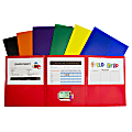 C-Line 3-Pocket Poly Portfolios, 8-1/2" x 11", Assorted Colors, Box Of 24 Portfolios
