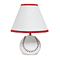 Simple Designs SportsLite Baseball Base Table Lamp, 11-1/2"H, White Shade/White and Red Base
