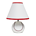 Simple Designs SportsLite Baseball Base Table Lamp, 11-1/2"H, White Shade/White and Red Base 1 thumbnail image