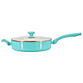 Martha Stewart Everyday Rexford 5-Quart Ceramic Nonstick Aluminum Sauté Pan With Lid, Teal
