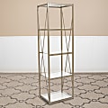 Flash Furniture 64"H 4-Shelf Cross Brace Bookcase, Clear/Matte Gold 1 thumbnail image