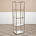 Flash Furniture 64"H 4-Shelf Cross Brace Bookcase, Clear/Matte Gold