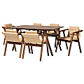 Baxton Studio Marcena 7-Piece Dining Set, Beige/Walnut 1 thumbnail image