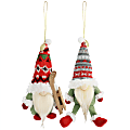 Martha Stewart Holiday Plush Gnome Ornament Set, 9-5/8”H x 4”W x 2”D, Green/Red/White, Set Of 2 Ornaments 1 thumbnail image