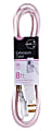 Cordinate Braided 3-Outlet Extension Cord, 8', Pink/White 1 thumbnail image
