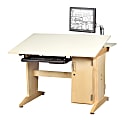 Shain Drafting/Drawing Table With Tower, Rectangle, 30"H x 42"W x 40"D, Almond/Maple