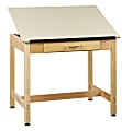 Shain Drawing Table, Rectangle, 1-Piece Top, 1 Large Drawer, 30"H x 36"W x 24"D, Almond Top/Maple Base