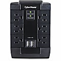 CyberPower CSP600WSU Professional 6 - Outlet Surge with 1200 J - Clamping Voltage 800V, NEMA 5-15P, Wall Tap, 2 - CSP600WSU 1 thumbnail image