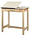 Shain Drawing Table, 1 Drawer, 36"H x 36"W x 24"D, Almond Top/Maple Base