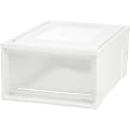 IRIS Stackable Storage Box Drawer - External Dimensions: 19.6" Length x 15.8" Width x 9" Height - 15 lb - 7.72 gal - Stackable - Plastic - Clear, White - For Clothes, Craft Supplies, Towel - 3 / Carton
