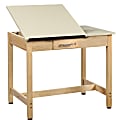 Shain Drawing Table, 2-Piece Top, 1 Small Drawer, 30"H x 36"W x 24"D, Almond Top/Maple Base