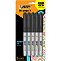 BIC Intensity Permanent Markers, Fine Point, Black Ink, Pack of 5