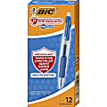 BIC® PrevaGuard Gel-ocity Gel Pens, Pack Of 12, Medium Point, 0.7 mm, Blue Barrel, Blue Ink