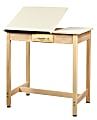 Shain Drawing Table, 2-Piece Top, 1 Small Drawer, 36"H x 36"W x 24"D, Almond Top/Maple Base