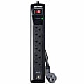 CyberPower CSP604U Professional 6 - Outlet Surge with 1200 J - Clamping Voltage 800V, 4 ft, NEMA 5-15P, Right Angle - 45° Offset, 15 Amp, 2 - 2.4 Amps (Shared) USB, EMI/RFI Filtration, Black, Lifetime Warranty 1 thumbnail image