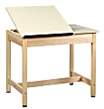Shain Drawing Table, 2-Piece Top, Plain Apron, 30"H x 36"W x 24"D, Almond Top/Maple Base