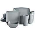 Gibson Home Grayson 16-Piece Melamine Square Dinnerware Set, Gray 1 thumbnail image