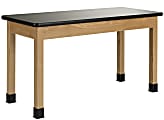Diversified Woodcrafts Plain Apron Table, 30"H x 48"W x 24"D, Black Top/Oak Base 1 thumbnail image