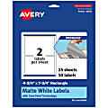 Avery® Print-To-The-Edge TrueBlock® Labels With Sure Feed®, 94255-TWMP25, Rectangle, 4-3/4" x 7-3/4", Matte White, Pack Of 50