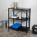 Honey Can Do Collapsible 3-Tier Metal Shelf On Wheels, 34-11/16”H x 15-3/8”W x 28”D, Black 1 thumbnail image