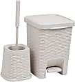 Mind Reader Basket Collection Square Wastepaper Pedal Basket And Toilet Brush Set, Ivory
